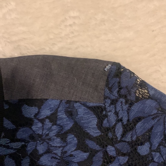 Max Mara dress. 2” above Knee length, Denim, navy lace, with 3” slit back. - Picture 4 of 7